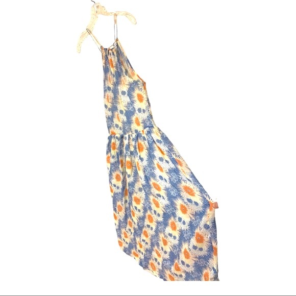 Steven Alan periwinkle & burnt orange print halter dress size 2 - Picture 3 of 6